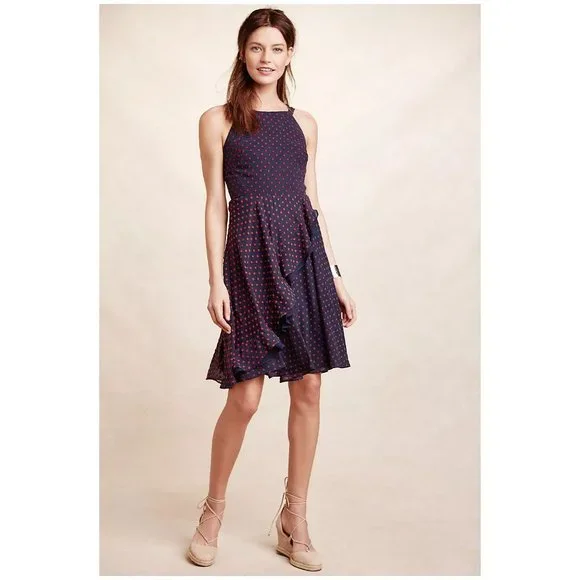Anthropologie EVA FRANCO Ruffled Clipdot Dress sz 4 Women's - Picture 10 of 11
